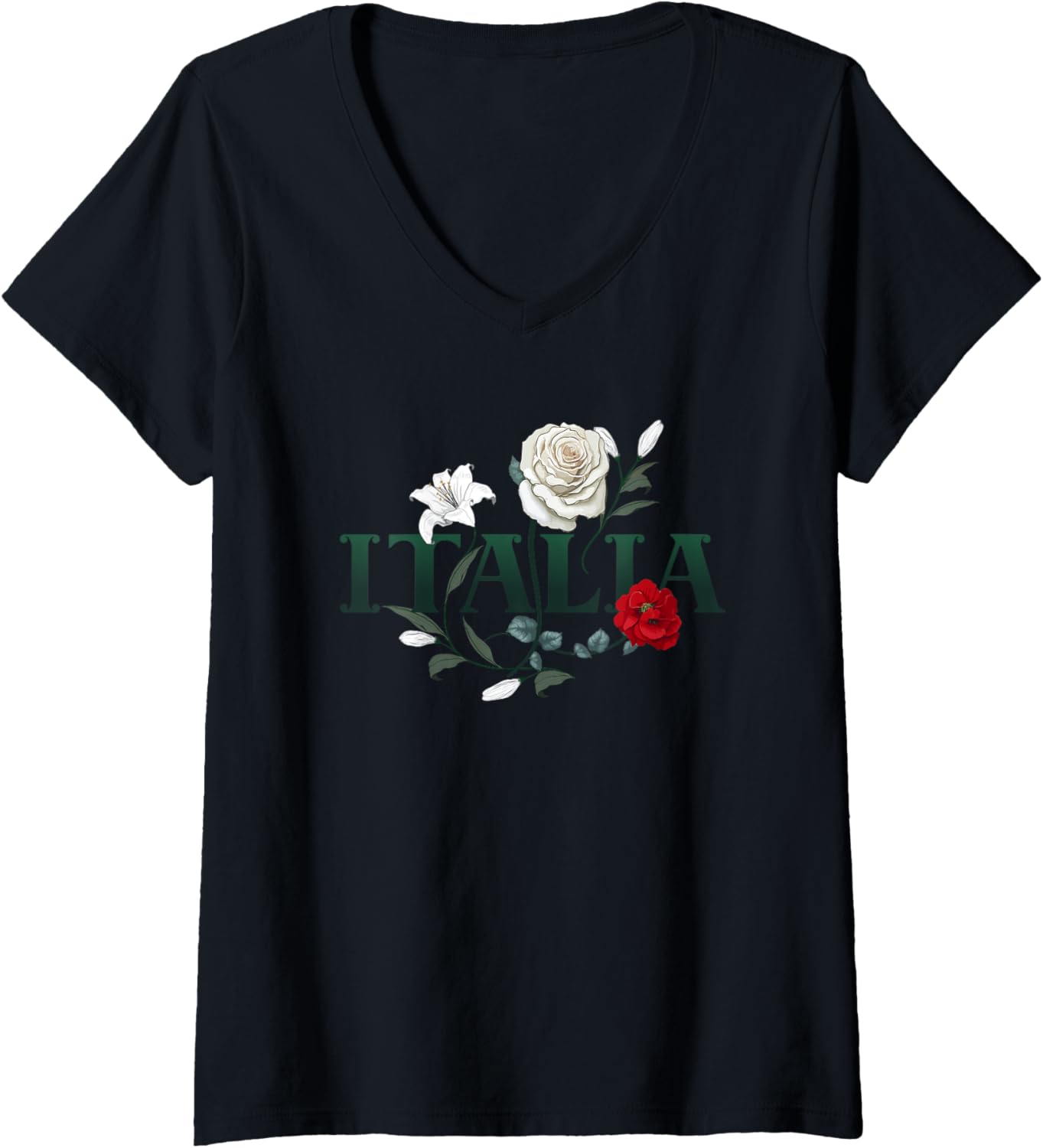 Womens Flowers of Italy Vintage Style Minimalist Boho V Neck
