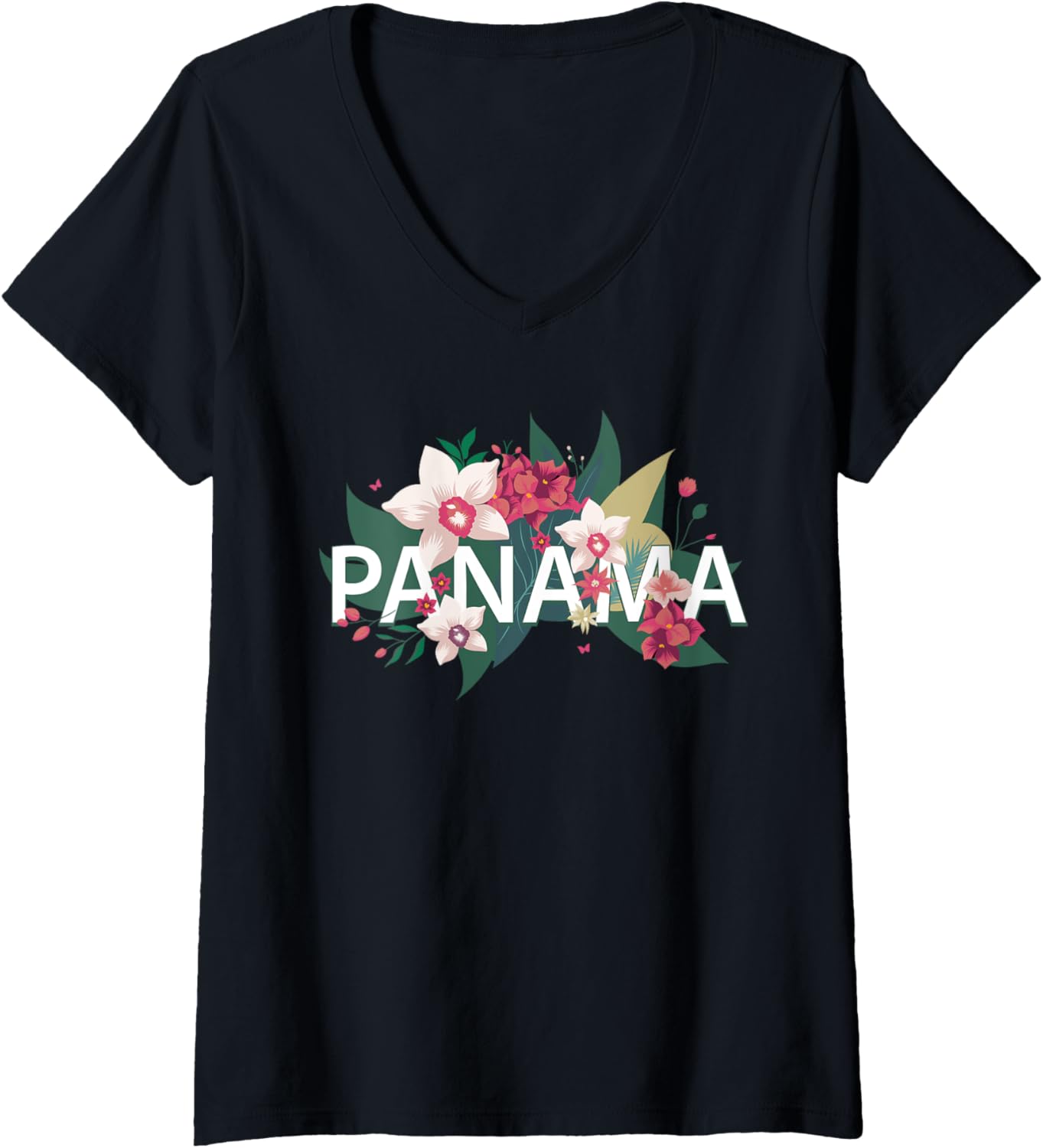 Womens Flowers of Panama Vintage Style Minimalist Boho V Neck