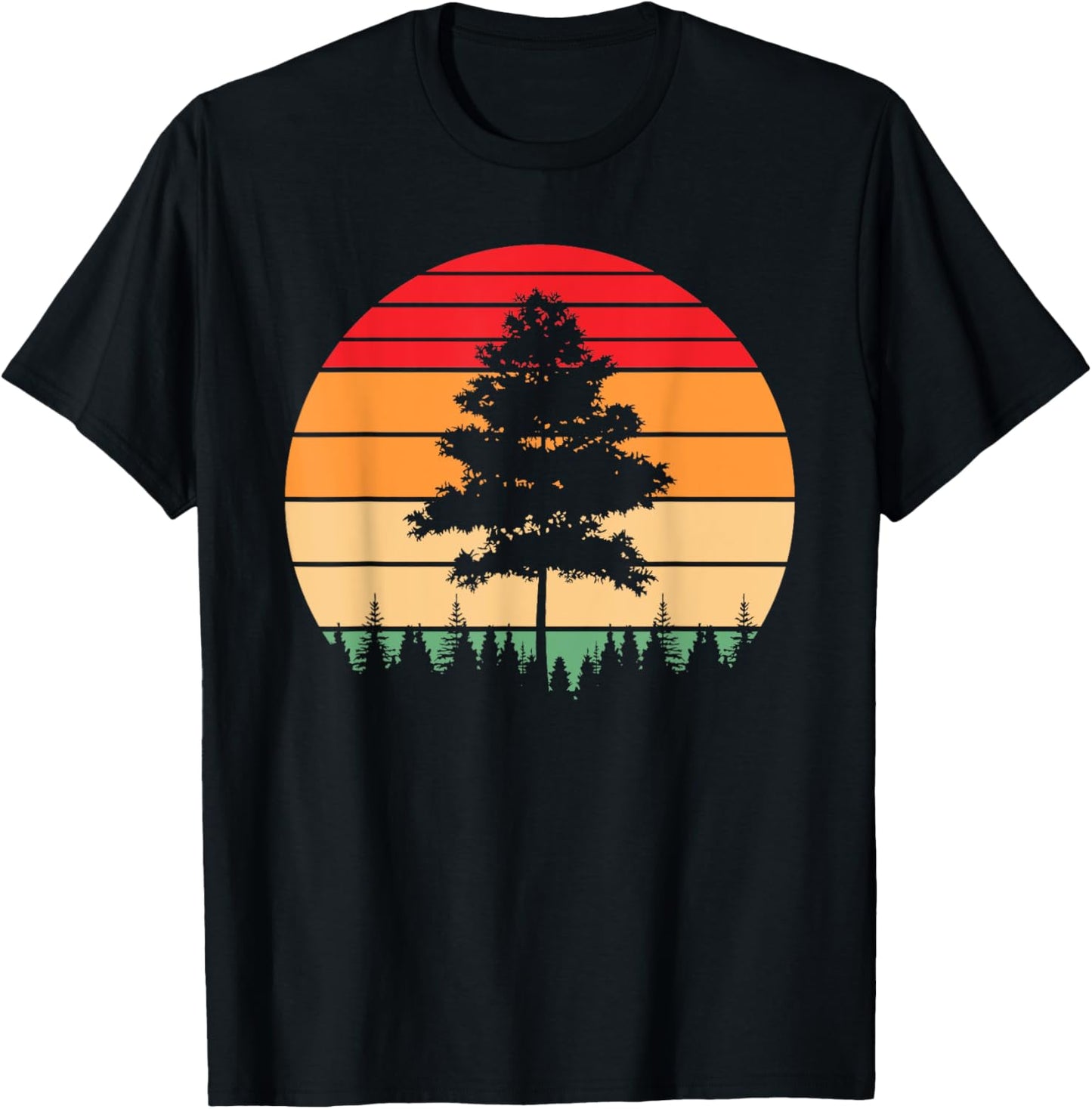 Minimalist Pine Tree Retro Sunset Vintage Style