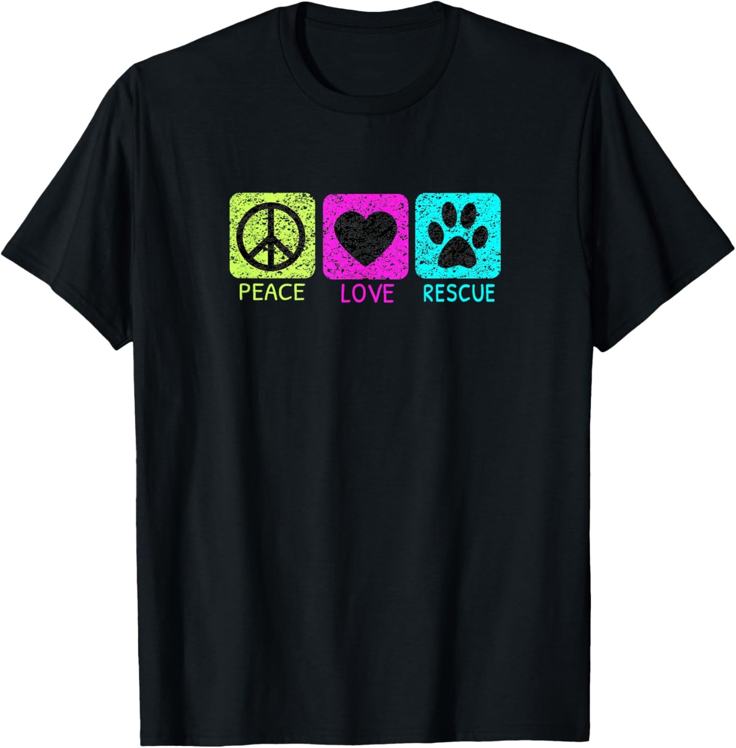 Peace Love Rescue Dogs Retro Distressed Graphic Design