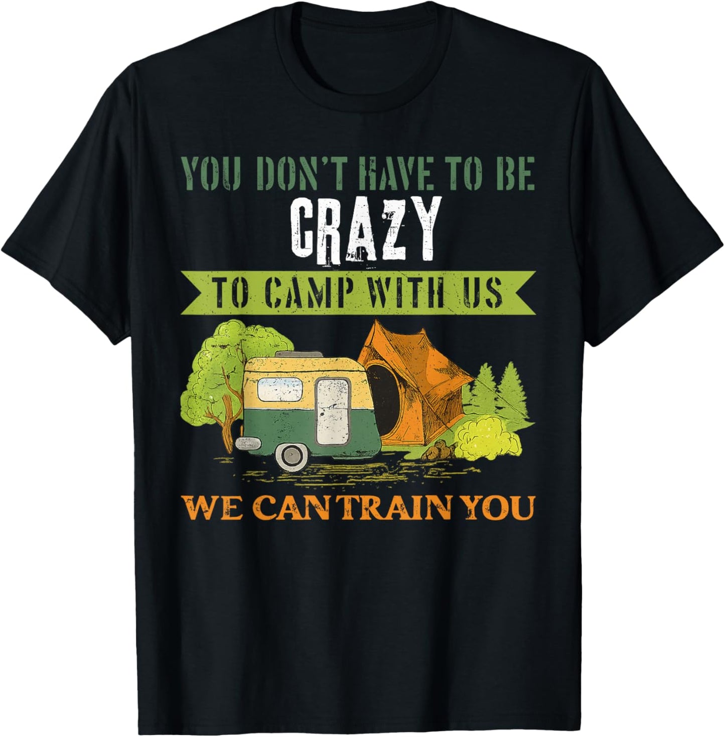 Retro Happy Camper Summer Vibes Funny Crazy Camping Joke Men