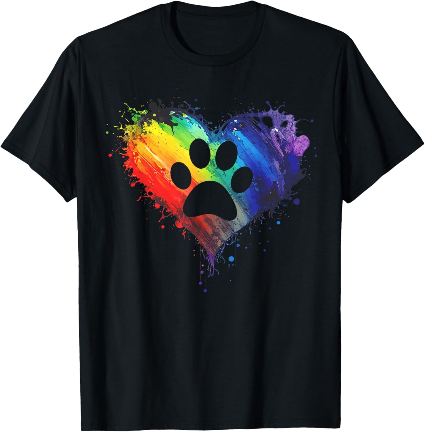 Rainbow Pawprint dog paw print design with colorful heart T Shirt for Men Women