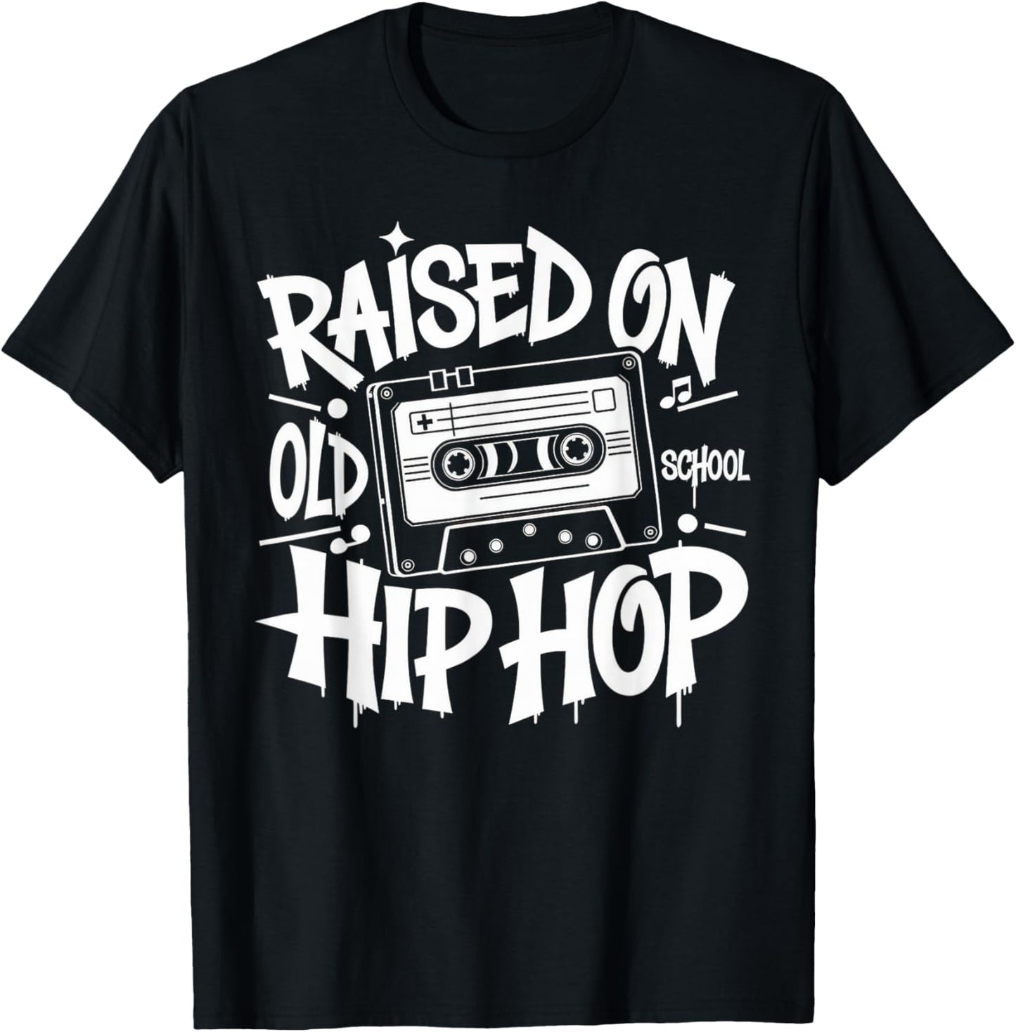 RAISED ON OLD SCHOOL Graffiti Rap HIP HOP Tshirt Cassette