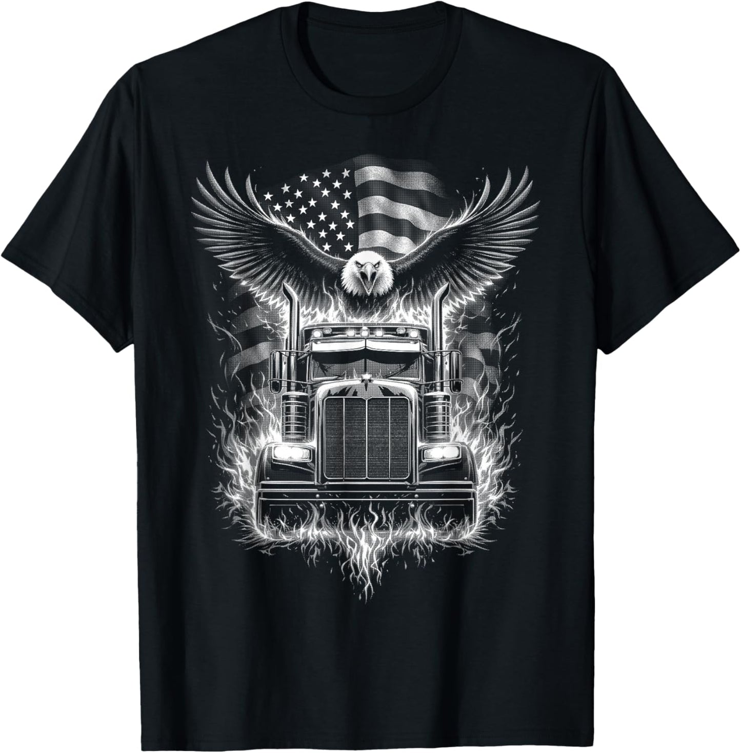 Trucker Patriotic American Flag Semi Truck Driver Eagle