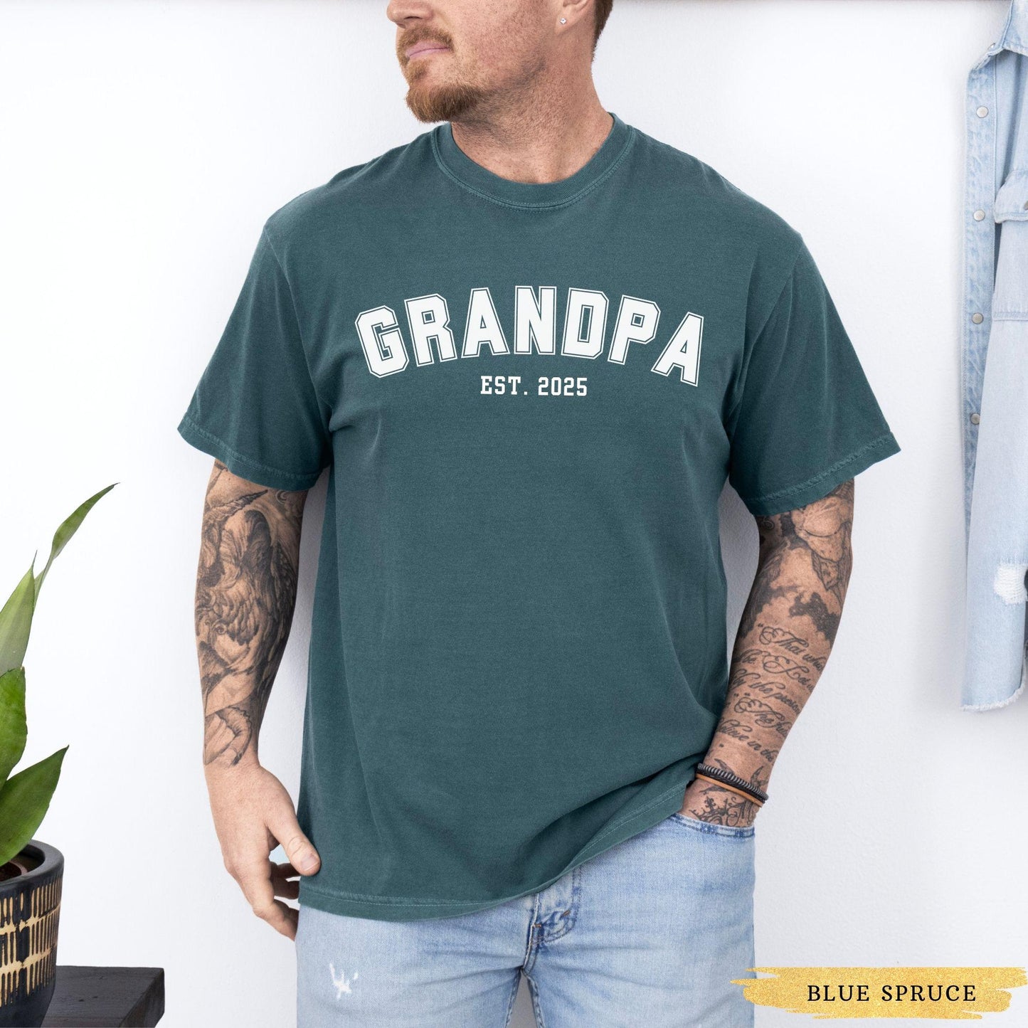 Comfort Colors Custom Grandpa Shirt , Grandpa Est Year Shirt, New Grandpa Gift, Promoted to Grandpa, Gifts for Grandpa Announcement