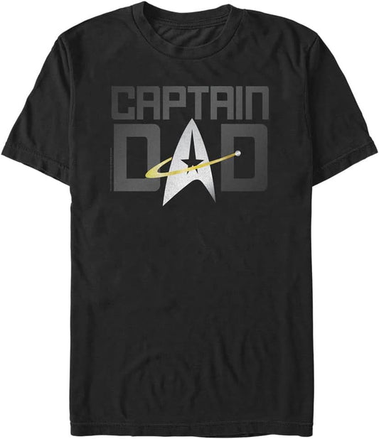STAR TREK Men's Big & Tall Captain Dad T Shirt, Black, X Large Tall