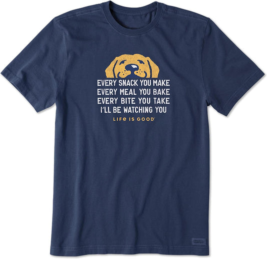 Life is Good. Mens Crusher Tee I'll Be Watching You, Darkest Blue
