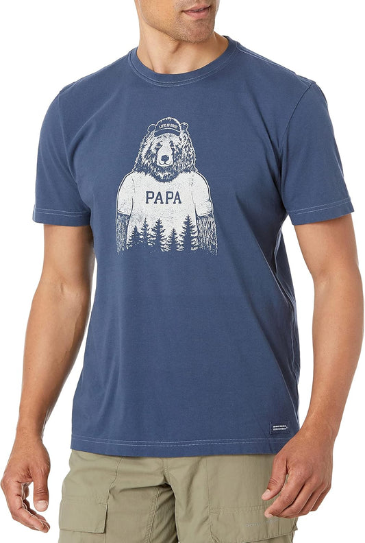 Life is Good. Mens Crusher Tee: Papa Bear, Jet Black