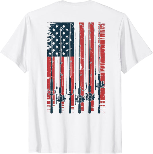 Youth American Flag Fishing Pole Men Boys Patriotic Fishing