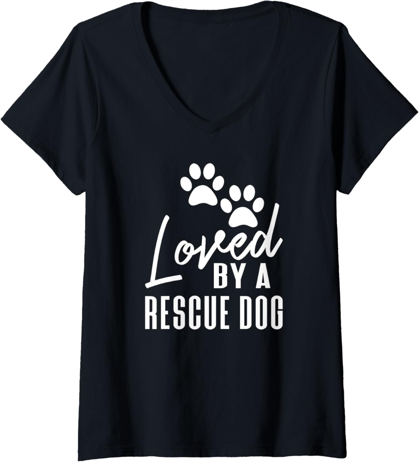 Womens Loved By A Rescue Dog   Foster Mom Rescue Dad V Neck