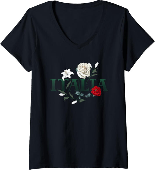 Womens Flowers of Italy   Vintage Style Minimalist Boho V Neck
