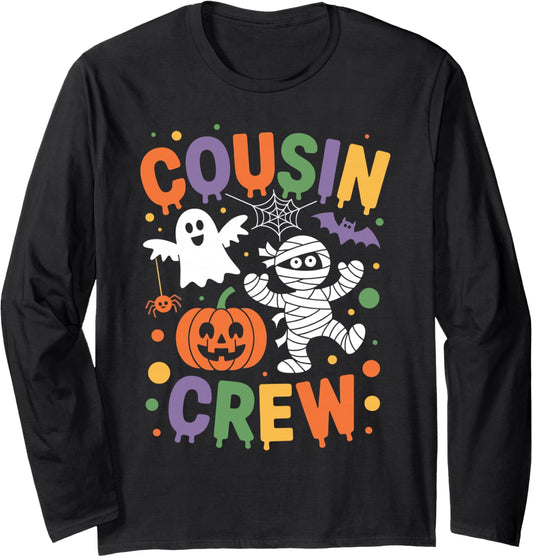 Halloween Cousin Crew 2025 Kids Matching Cousins Spooky Long Sleeve