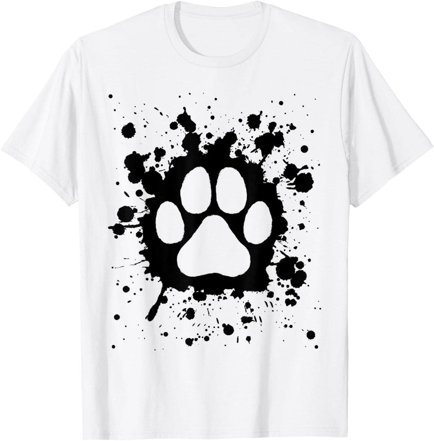 Cat Dog Paw Print Black Splatter Pet Lover Men Women Girls Kids