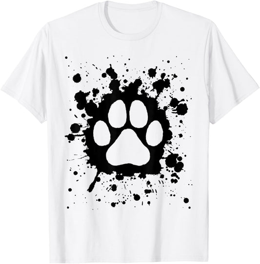 Cat Dog Paw Print Black Splatter Pet Lover Men Women Girls Kids