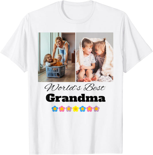 Custom World's Best Grandma Photo T Shirt   Personalize with Photos for Mother's Day