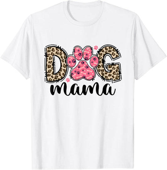Cute Dog Mama Leopard Dog Lover Paw Dog Mom Squad T Shirt for Men Women