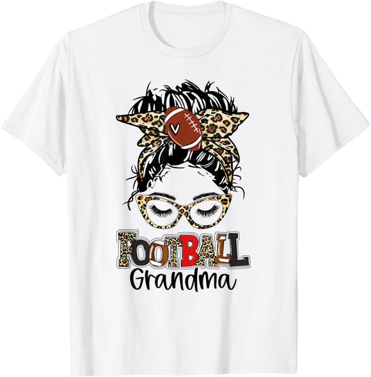 Leopard Messy Bun Grandma Life Football Grandma Mothers Day