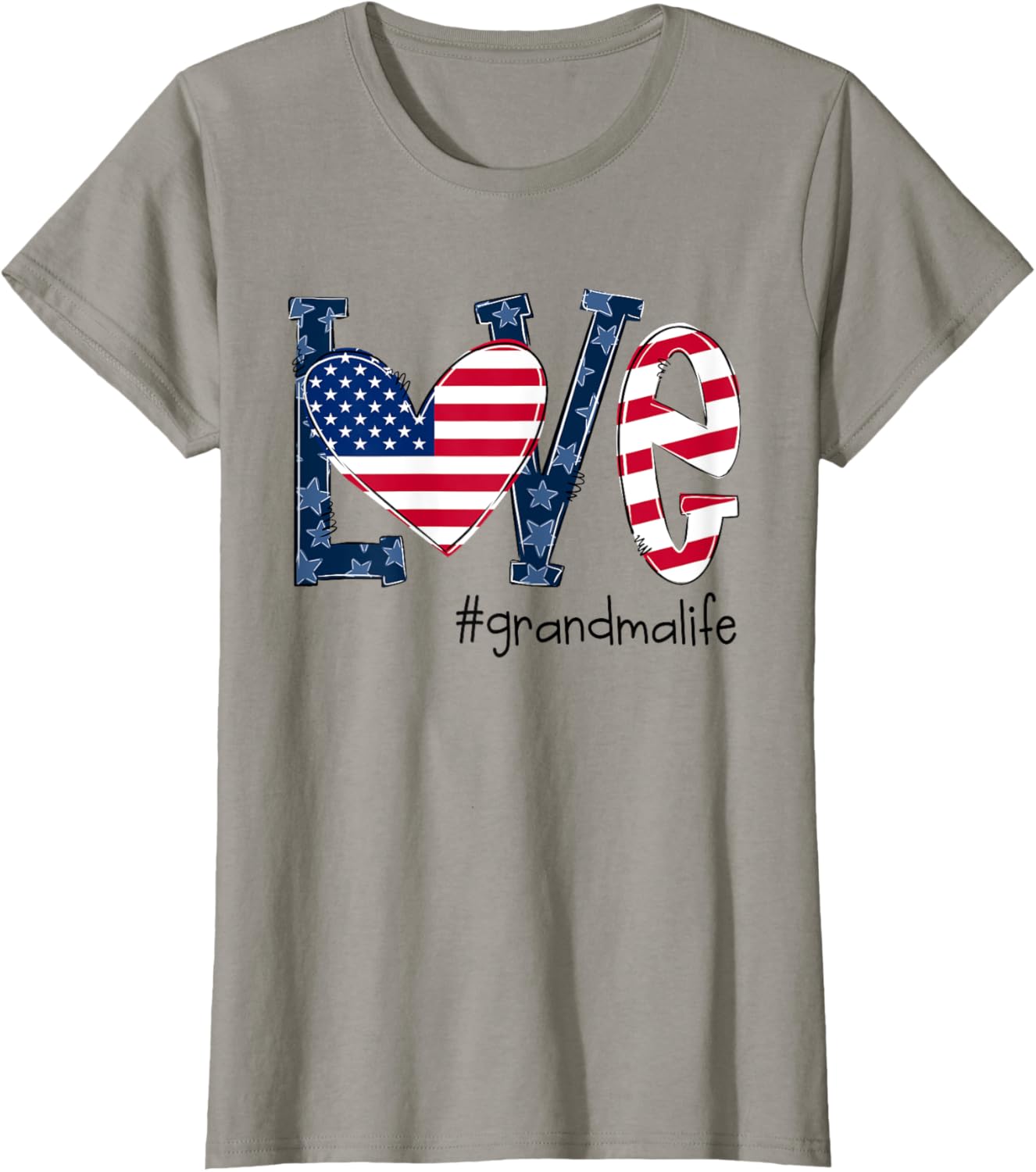 Love Grandma Life American Flag Shirt 4th Of July T Shirt Women