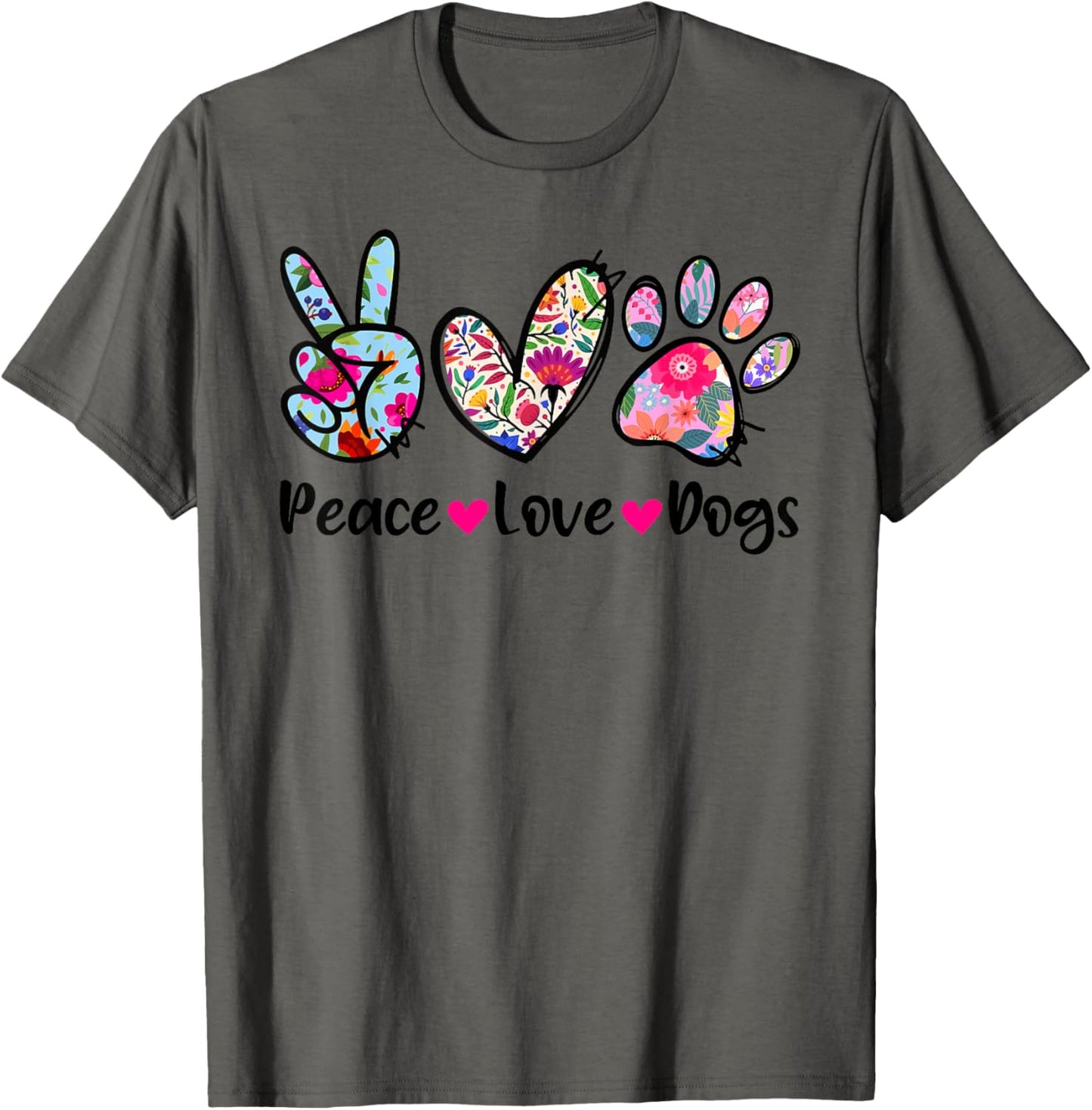 Peace Love Dogs Floral Dog Paw Dog Mom Cute Mother's Day T Shirt for Men Women Girls Kids
