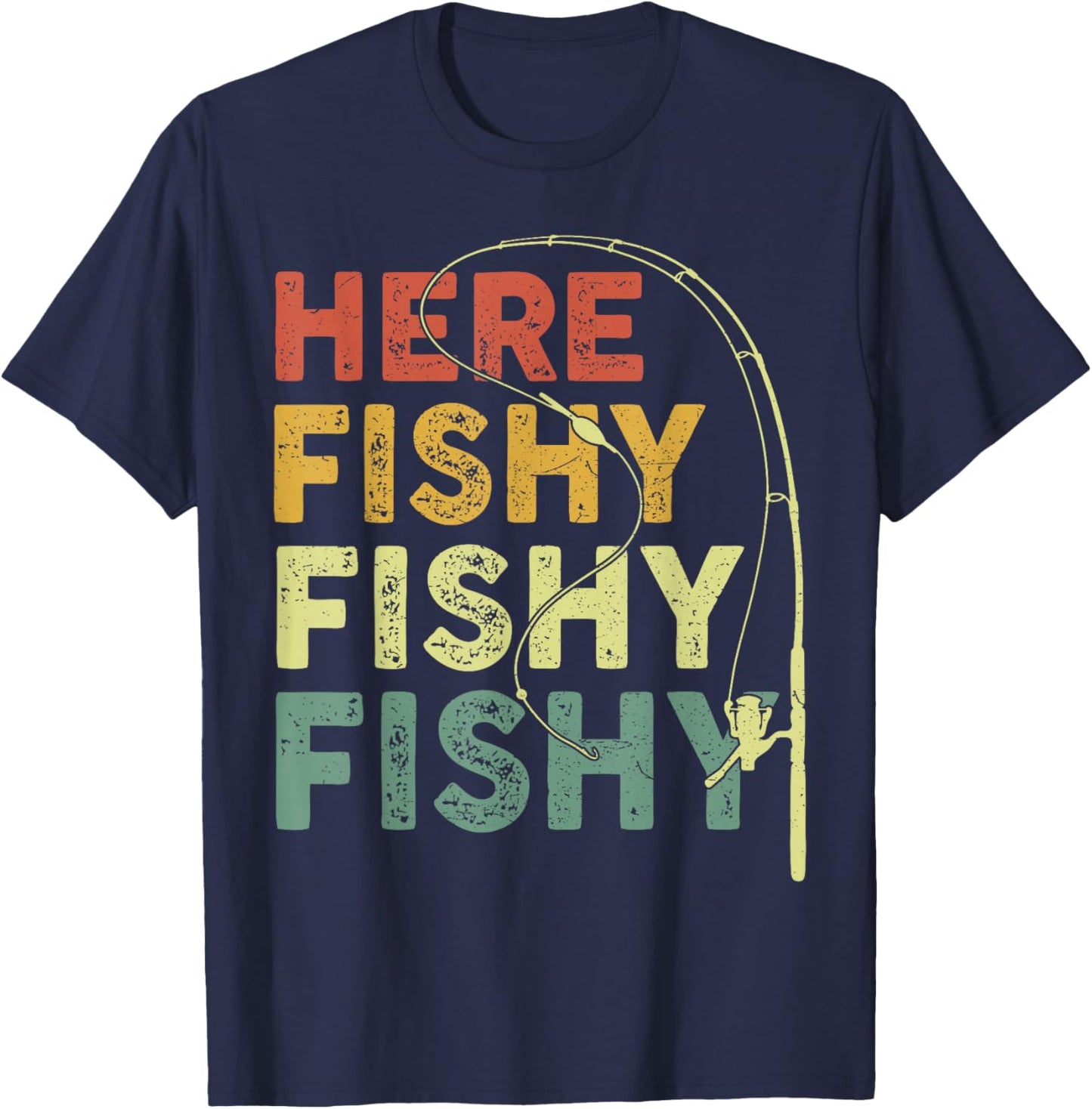 Fishing Here Fishy Bass Fish Dad Funny Graphic