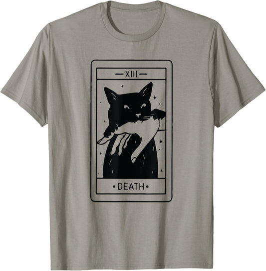 Black Cat Tarot Death Halloween Witchy Cat Lover Men Women