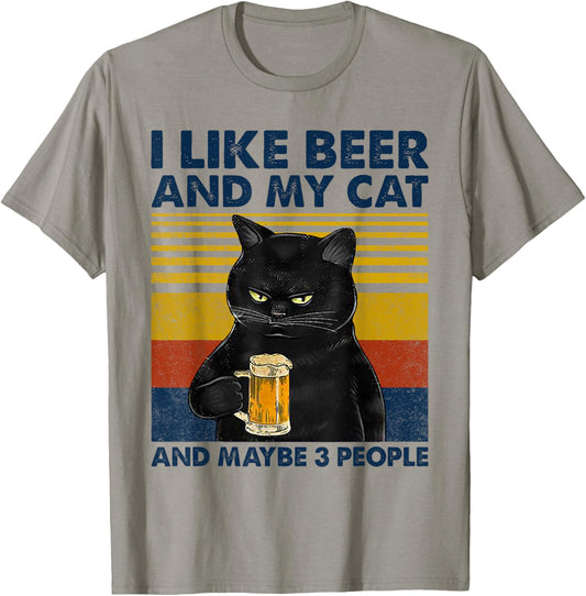 I Like Beer My Cat and Maybe 3 People Funny Cat Lovers Gift