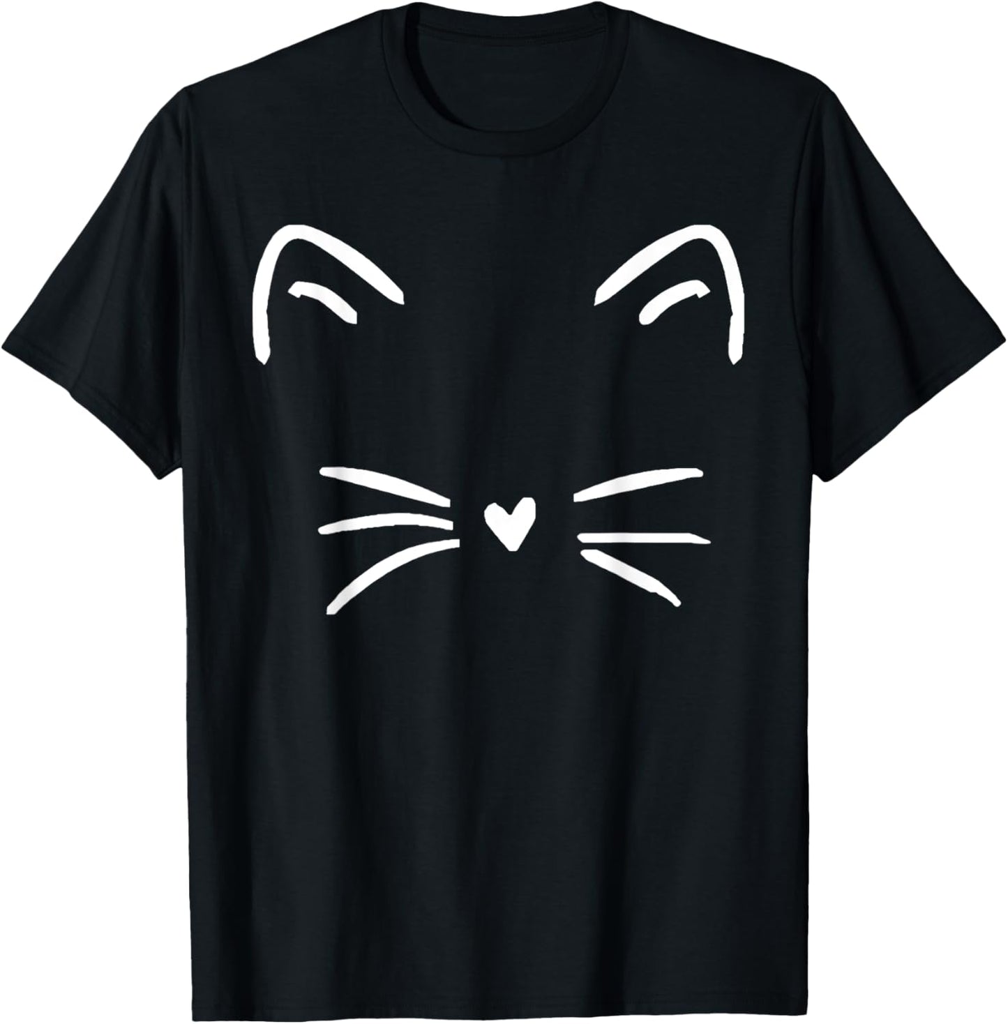 Funny Cute Cat Face Heart Nose Cat Lover T Shirt for Men Women Girls Kids