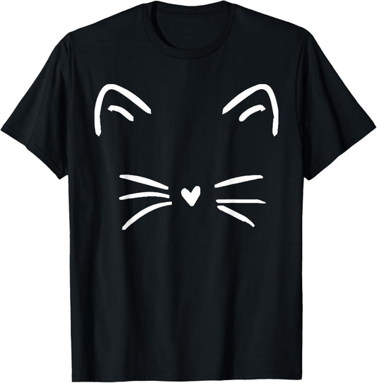 Funny Cute Cat Face Heart Nose Cat Lover T Shirt for Men Women Girls Kids