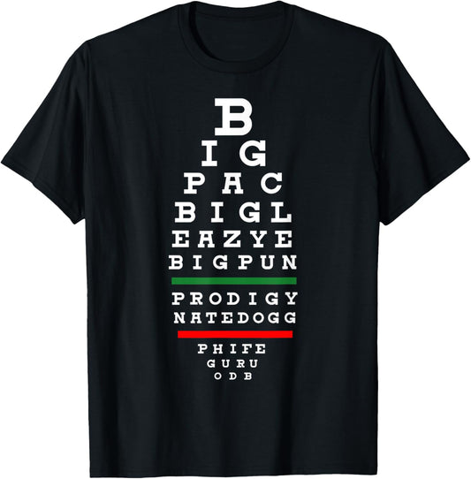 Old School Hip Hop Music Rap Legends Eye Chart 90s Hip-Hop
