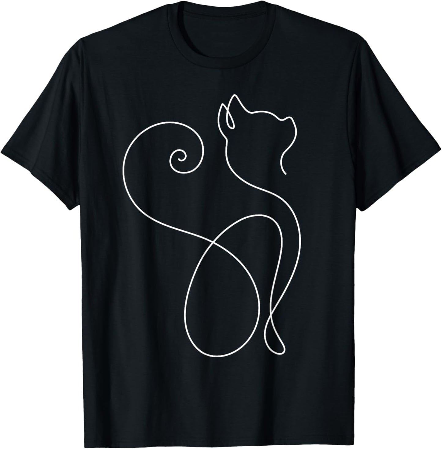 Minimalist Cat Tshirt   Minimalism   Outline Lineart Tee