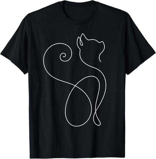 Minimalist Cat Tshirt   Minimalism   Outline Lineart Tee