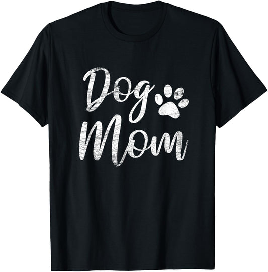 Dog Mom   Vintage \/ Worn Design   Funny Dog Paw   Classic Men Women Girls Kids