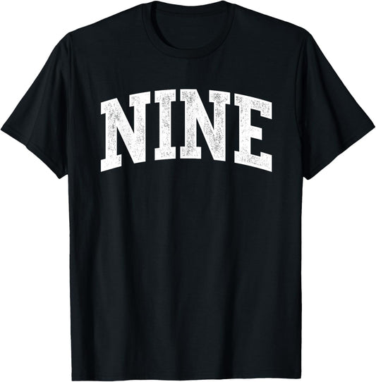Nine Minimalist 9th Birthday Design 9 Year Old
