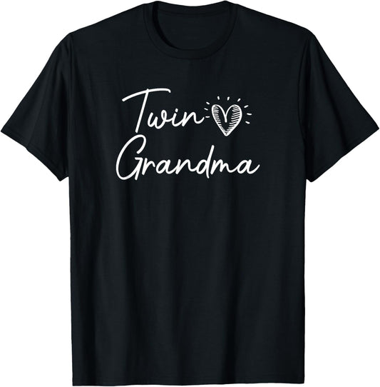 Twin Grandma Life Co Black Twin Grandma T Shirt Women's Small Classic Fit Short Sleeve Round Neck Letter Print Modern