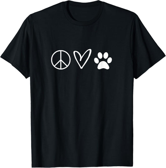 Funny, Peace Sign Heart Paw Print T shirts. Sarcastic Joke