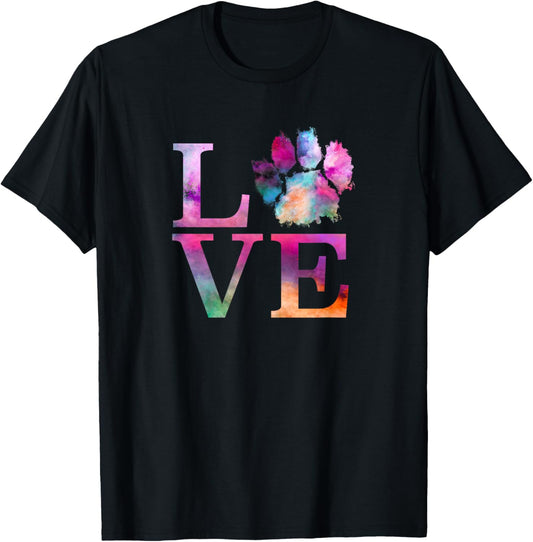 Love Dog Paw Print Shirt Colorful Messy Animal Gifts Women