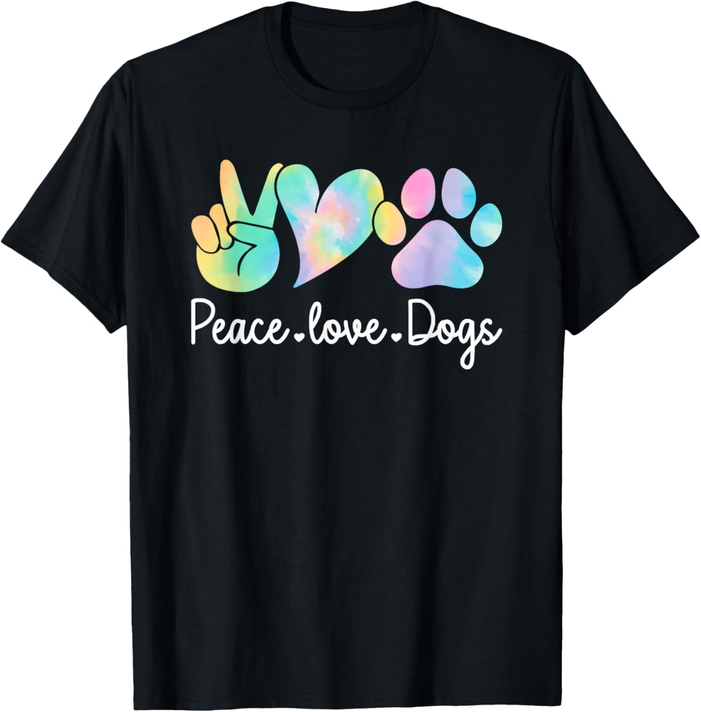Peace Love Dogs Tie Dye Dog Lover Rescue Puppy T Shirt for Men Women Girls Kids