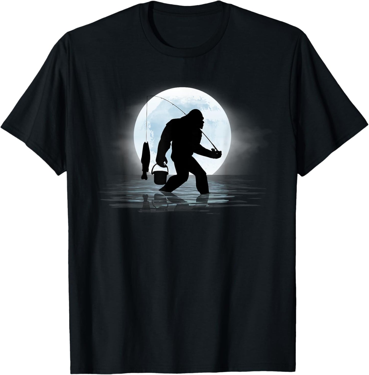 Bigfoot Fishing Funny Sasquatch and Fish Night Fishing