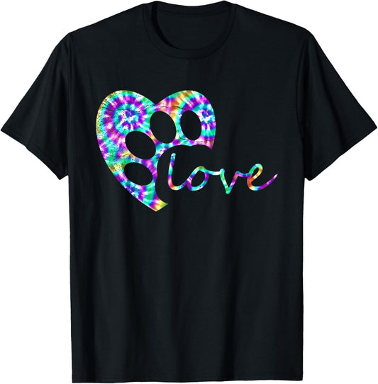 Tie Dye Love Dog Paw Print Animal Paw Dog Lover Owner Shirt