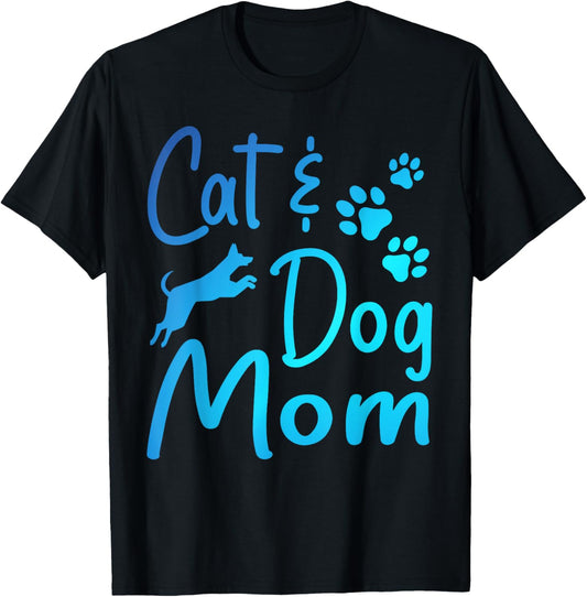 Pet Cat And Dog Mom Tees For Women, Cat Dog Mom Mothers Day