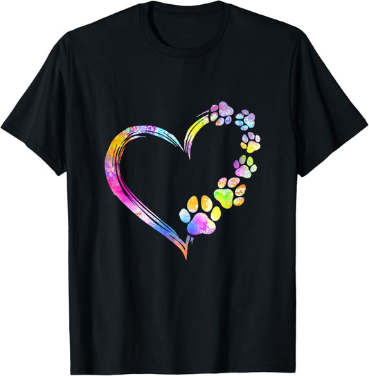 Dog Mom Dad Puppy Love Dogs Paw Print Heart Tie Dye Design Men Women