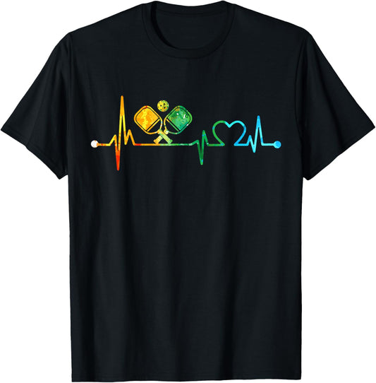 Funny Pickleball Paddle Heartbeat Vintage Colors