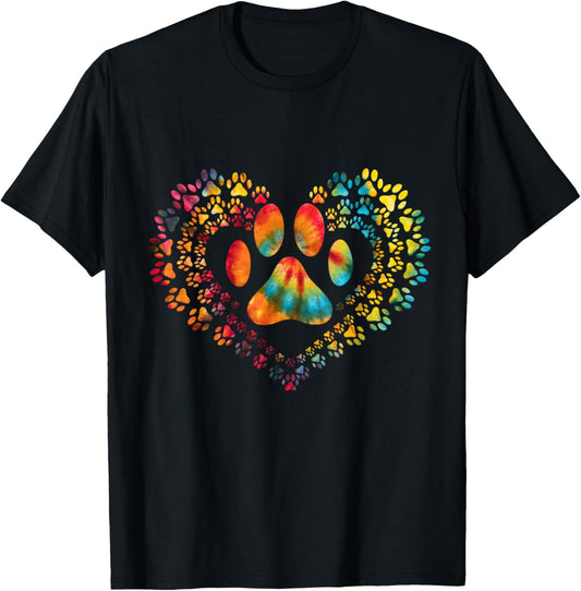 Tie Dye Love Dog Paw Print Heart Animal Lover