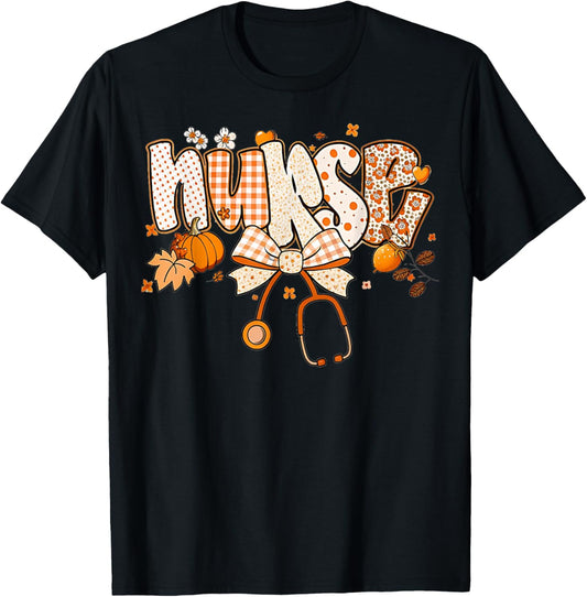 Retro Pumpkin Nurse Life Stethoscope Fall Autumn Funny Nurse