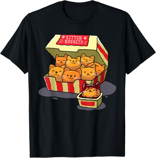 InGENIUS Funny Cat Owner Shirts & Gifts Kitten Nuggets Food Pun Cat Lover Gift Chicken Nuggets Unisex Adults T Shirt Black Small