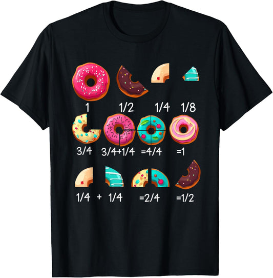 Math Donut Fraction Back to School Teacher Gifts Tee