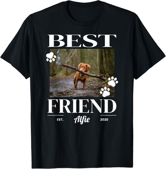 Custom Best Friend Dog, Cat, or Pet Photo T Shirt for Men, Women and Kids   Customize with Your Pet's Name and Photo