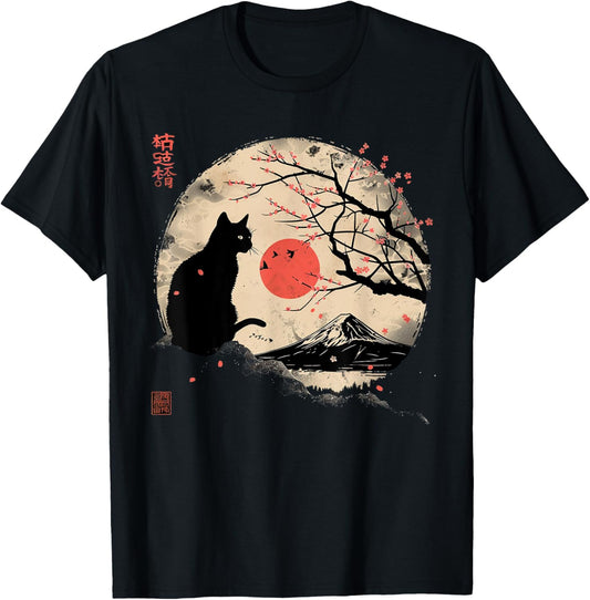 Black Cat Vintage Japan Art Japanese Theme Retro Print