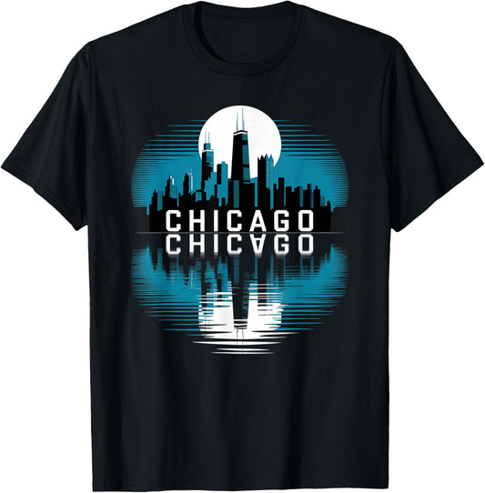 Chicago Skyline Urban Reflection Art Minimalist Style