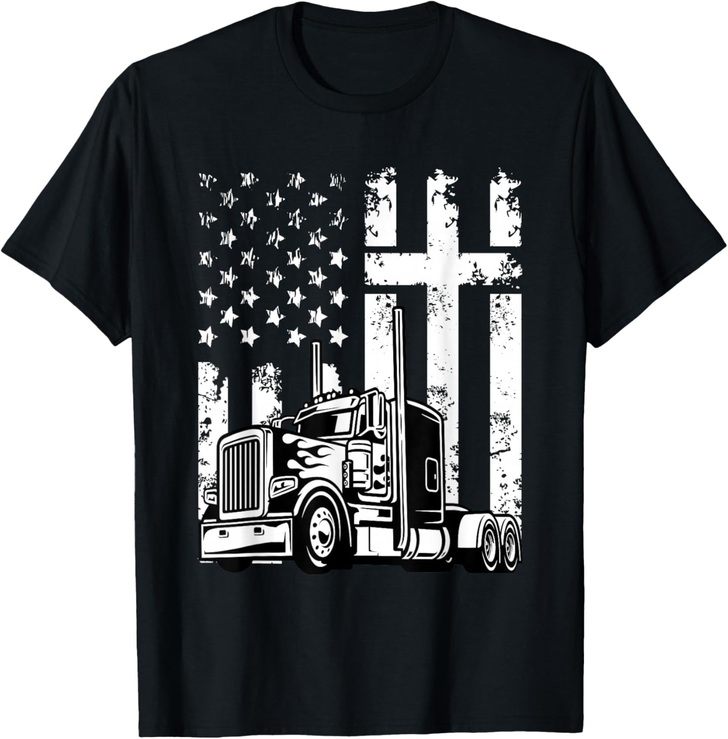 Semi Truck American Flag Christian Truck Driver Patriotic